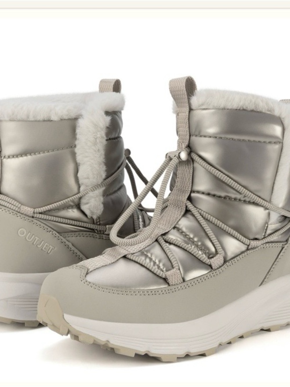 Outjet Women's Gold Faux-Fur Winter Boots Sz 7
